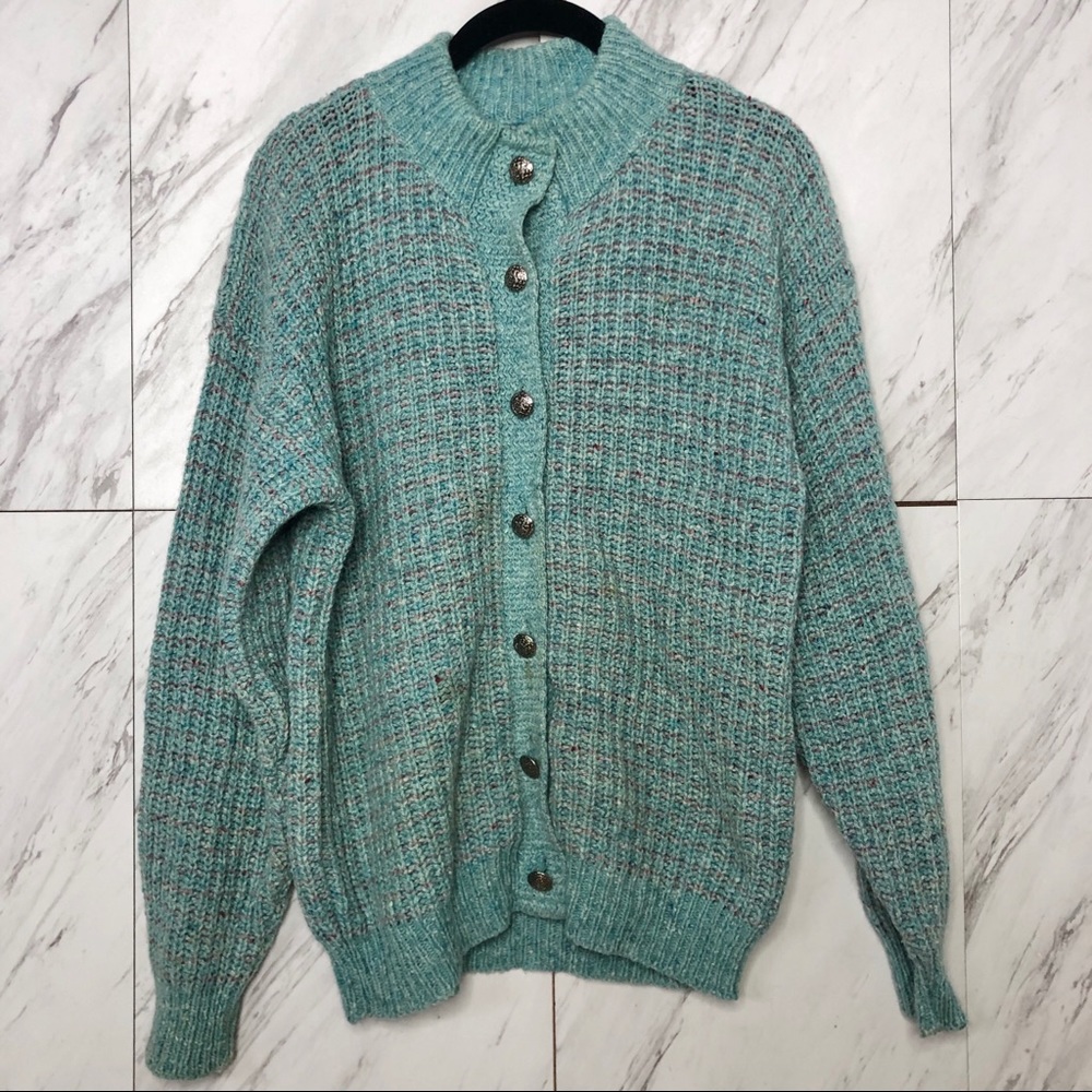 Women's Teal Button-Up Cardigan